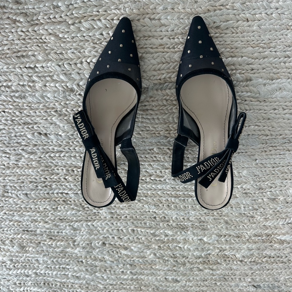 Dior Black and Gold Embellished Heels